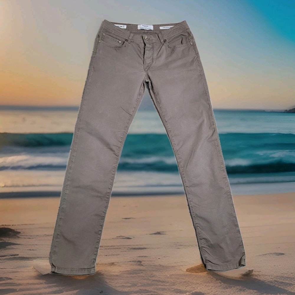 Barba Napoli Pants Men 34 Luxury Denim 3 Five Chino Pants Brown Taupe Button Fly